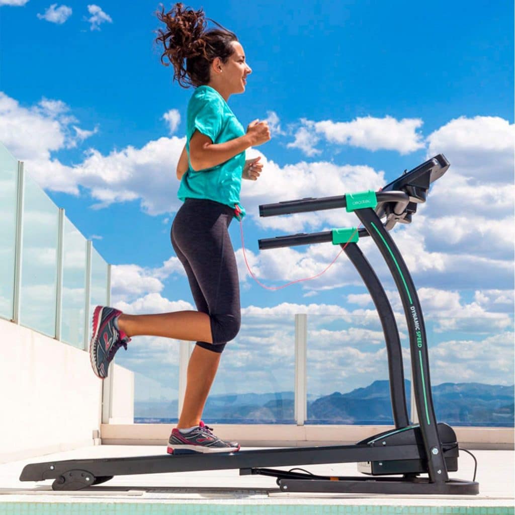 woman running on treadmill