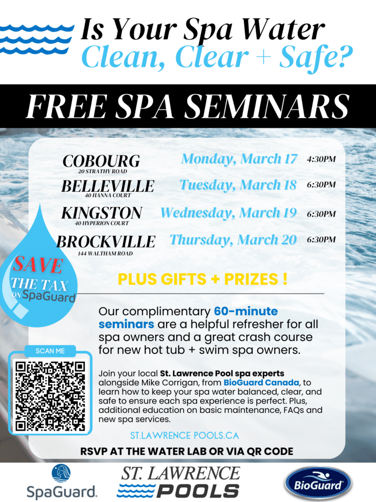 pool school, st. lawrence pools, spa, hot tub, hot tub water, bioguard